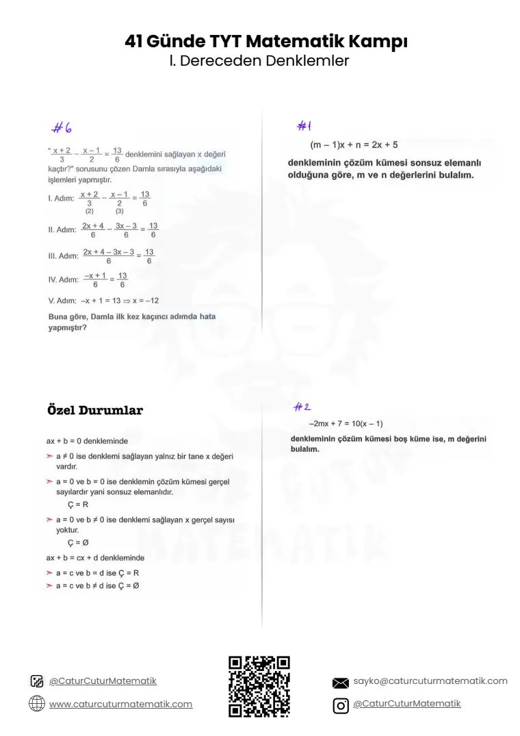 Birinci Dereceden Denklemler PDF, sayfa 2 / 10