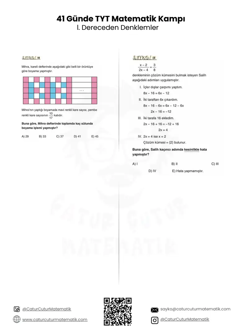 Birinci Dereceden Denklemler PDF, sayfa 9 / 10