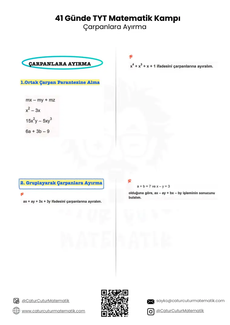 Çarpanlara Ayırma PDF, sayfa 1 / 17