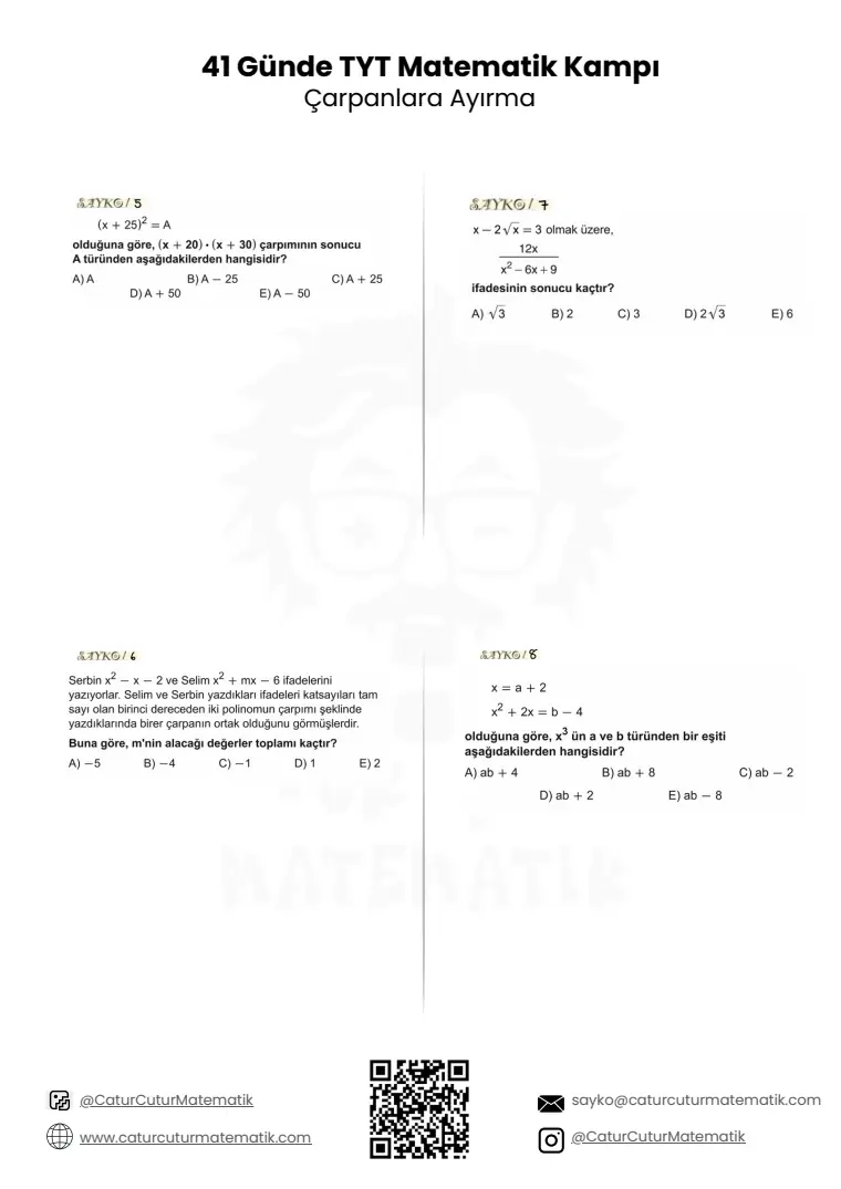 Çarpanlara Ayırma PDF, sayfa 11 / 17