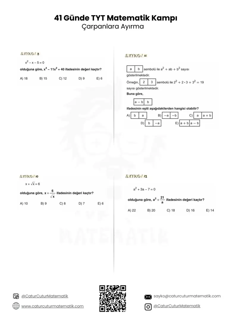Çarpanlara Ayırma PDF, sayfa 12 / 17