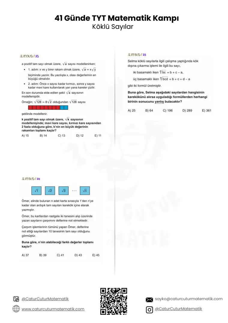 Köklü Sayılar PDF, sayfa 15 / 16