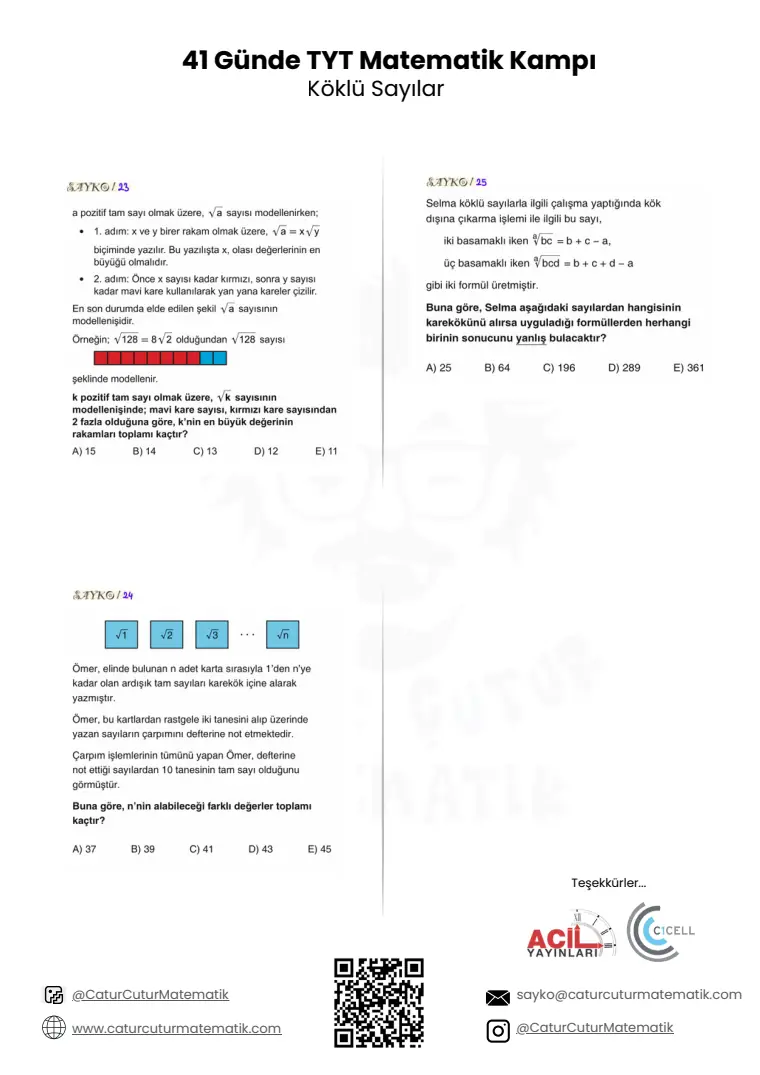 Köklü Sayılar PDF, sayfa 16 / 16