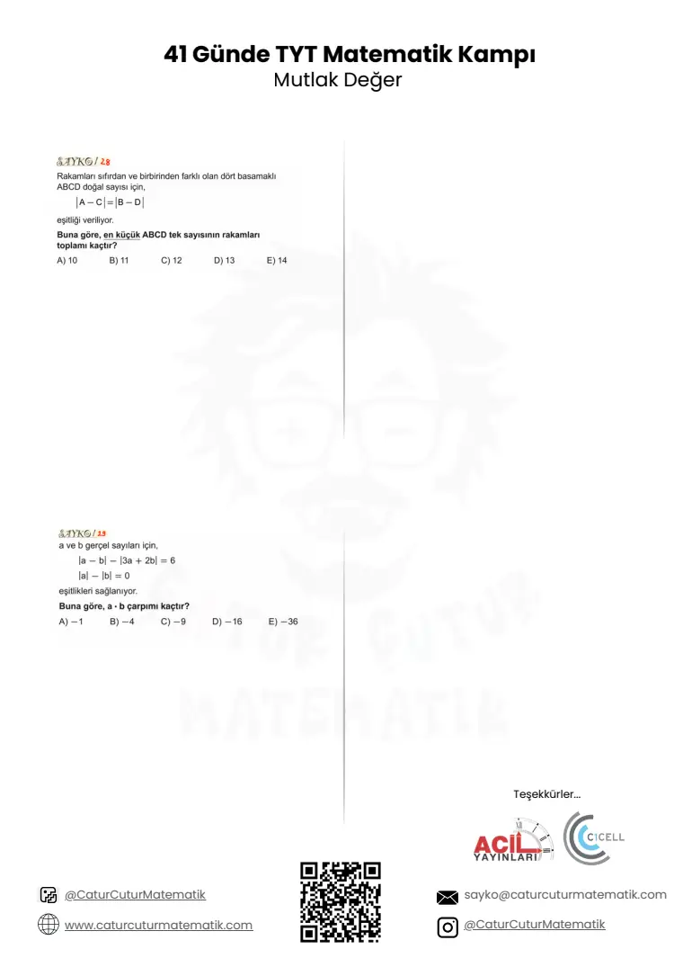 Mutlak Değer PDF, sayfa 13 / 13