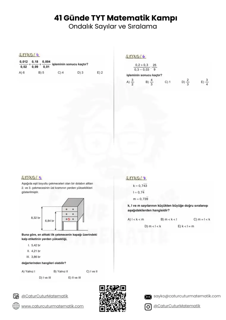 Ondalık Sayılar ve Sıralama PDF, sayfa 2 / 7