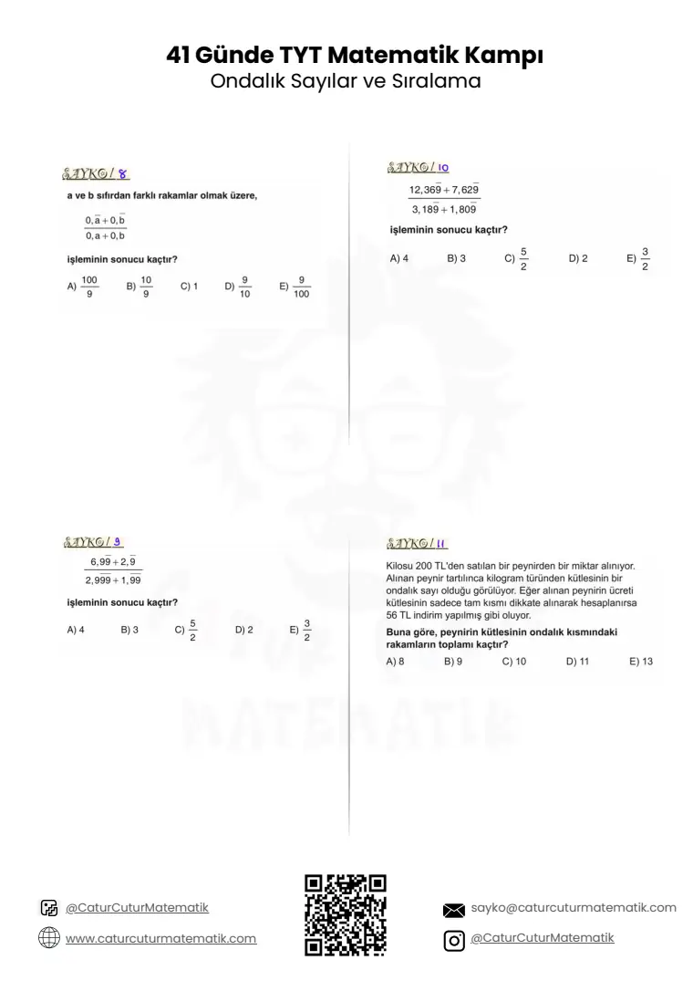 Ondalık Sayılar ve Sıralama PDF, sayfa 3 / 7