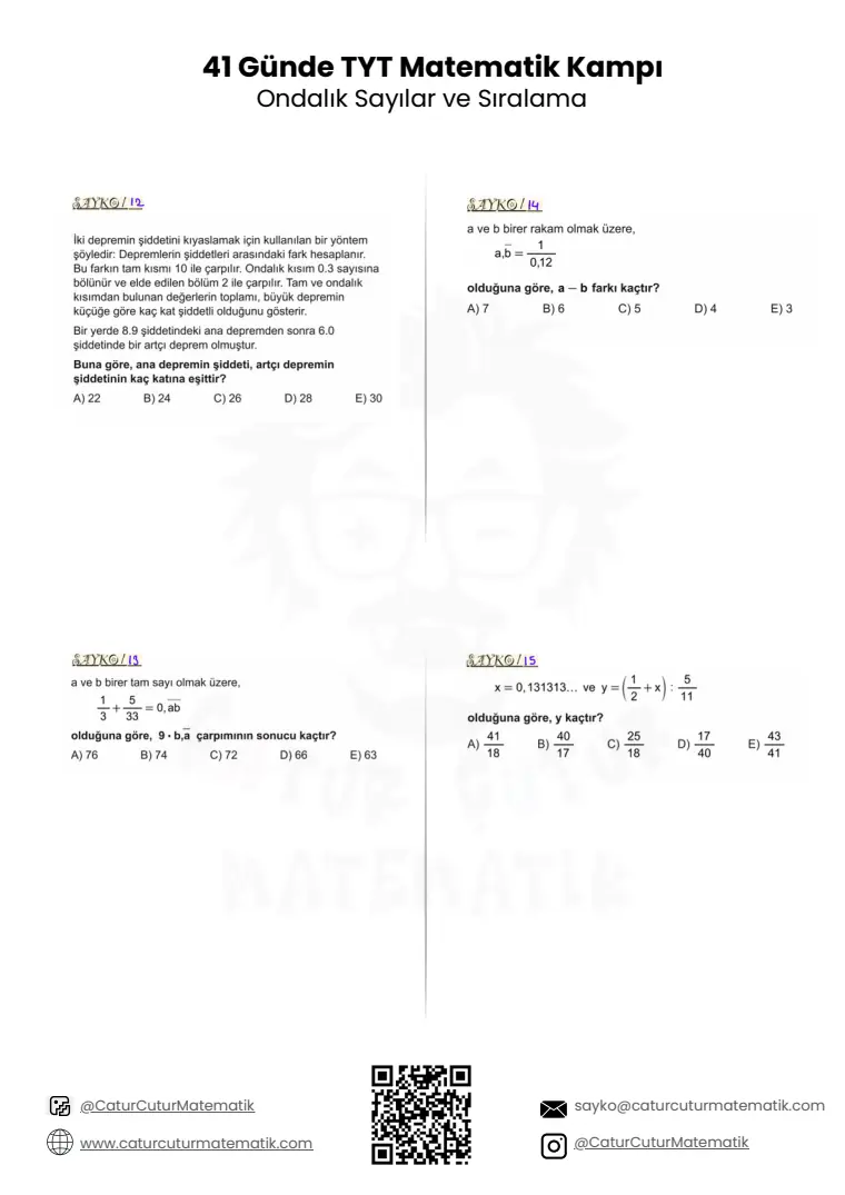 Ondalık Sayılar ve Sıralama PDF, sayfa 4 / 7