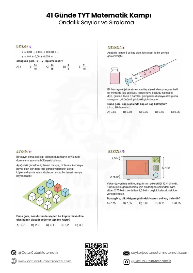 Ondalık Sayılar ve Sıralama PDF, sayfa 5 / 7