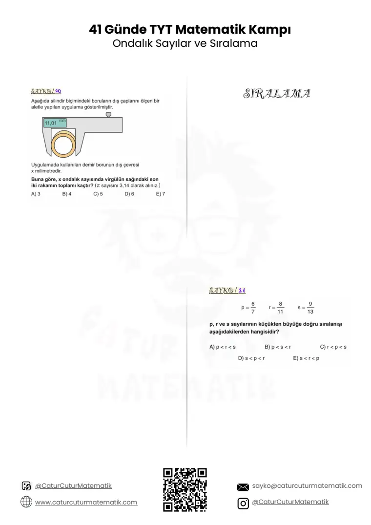 Ondalık Sayılar ve Sıralama PDF, sayfa 6 / 7