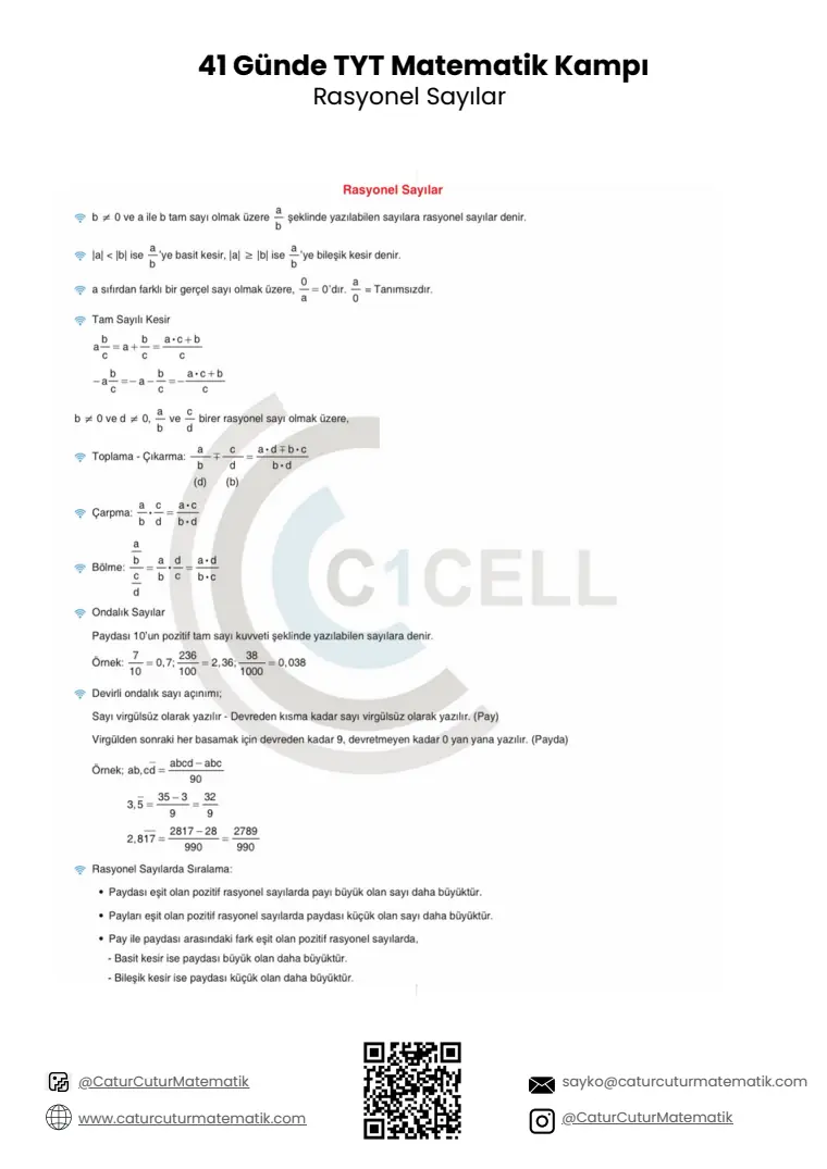Rasyonel Sayılar PDF, sayfa 1 / 10