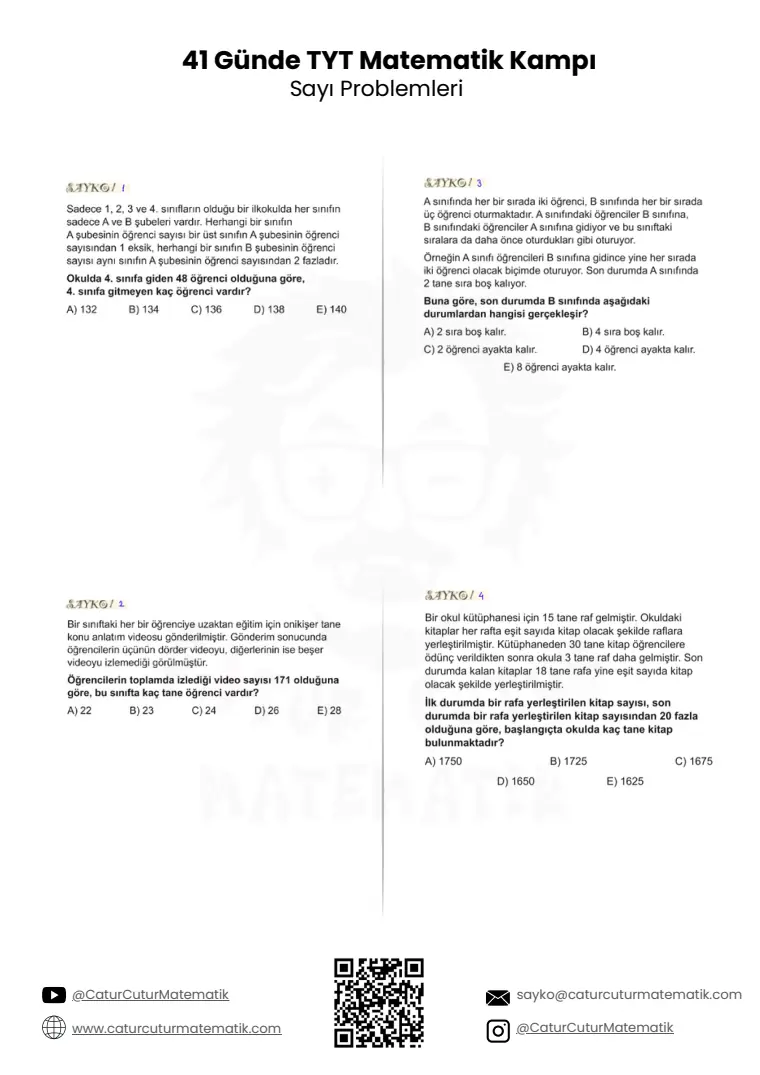 Sayı ve Kesir Problemleri PDF, sayfa 1 / 7