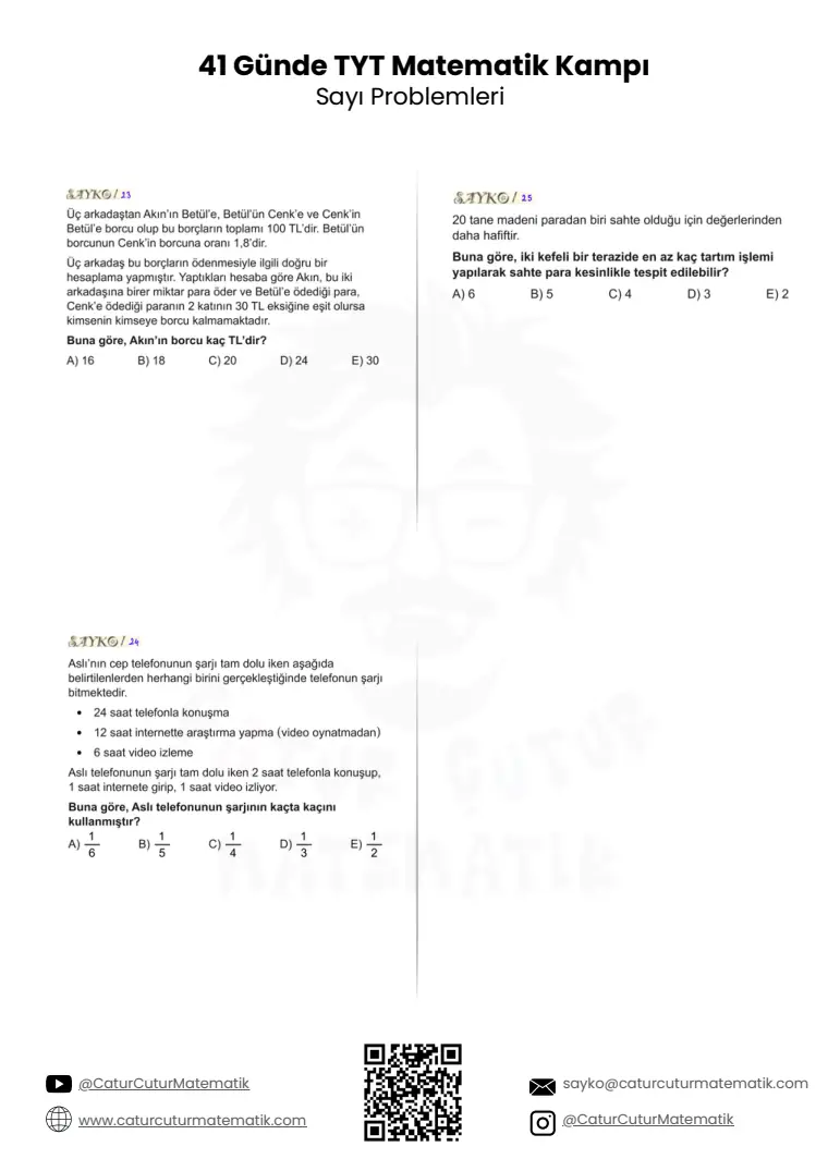 Sayı ve Kesir Problemleri PDF, sayfa 7 / 7