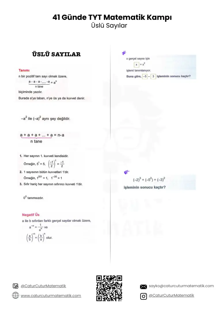 Üslü Sayılar PDF, sayfa 1 / 24
