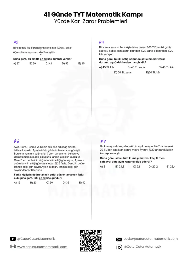 Yüzde, Kâr-Zarar Problemleri PDF, sayfa 2 / 10