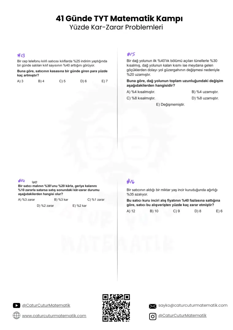Yüzde, Kâr-Zarar Problemleri PDF, sayfa 4 / 10