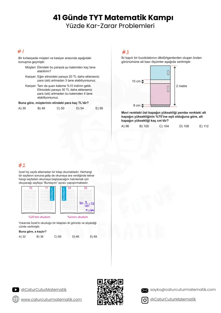 Yüzde, Kâr-Zarar Problemleri PDF, sayfa 6 / 10