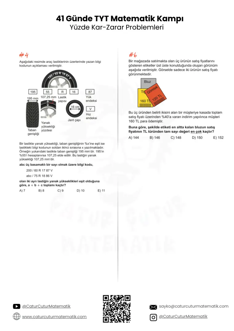 Yüzde, Kâr-Zarar Problemleri PDF, sayfa 7 / 10